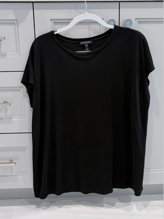 Eileen Fisher Tops - Eileen Fisher Black Short Sleeve Boxy Top — Size M